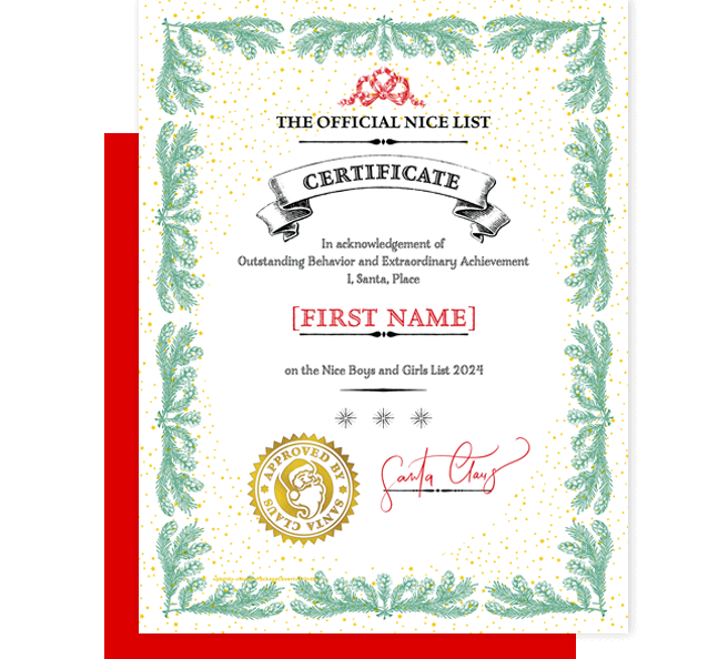 Nice List Certificate Letter